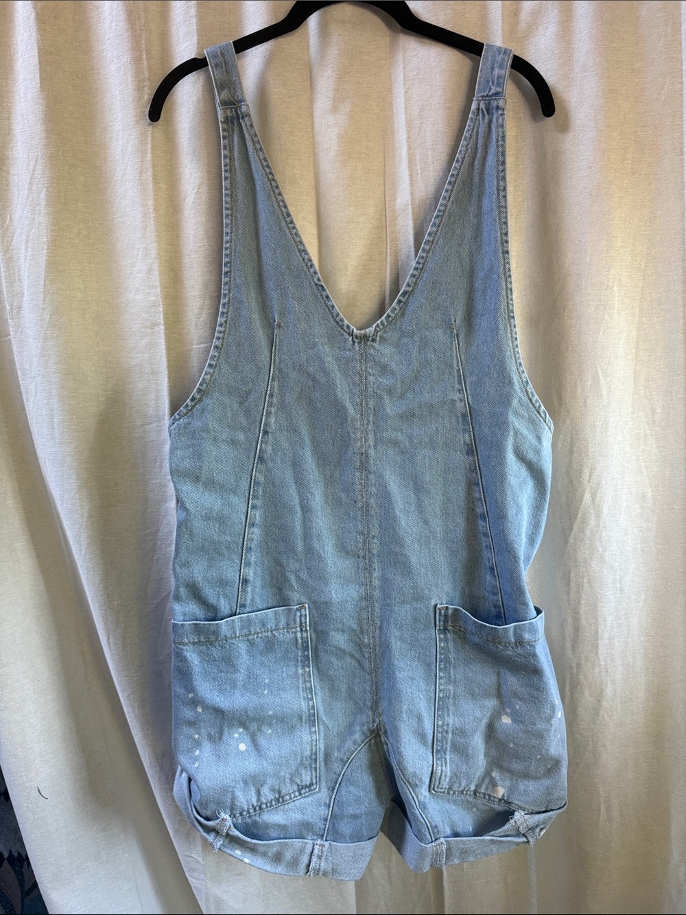 We The Free Light Blue Denim Romper ziggy Overalls